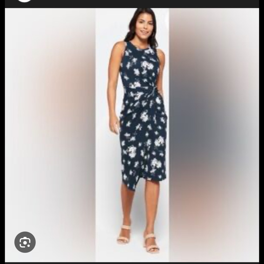 Nine Britton Navy Floral Midi Dress